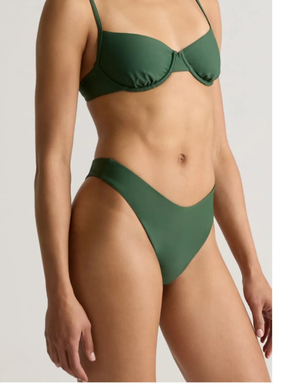 Quince Italian Low-Rise Bikini Bottom In Green Size Small NWT